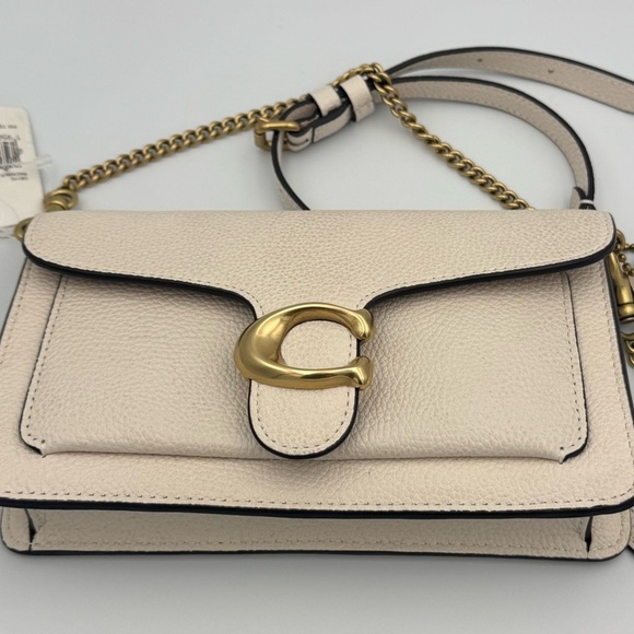 COACH Polished Pebble Leather Chain Clutch Tabby Crossbody shoulder bag handbag - Picture 10 of 16